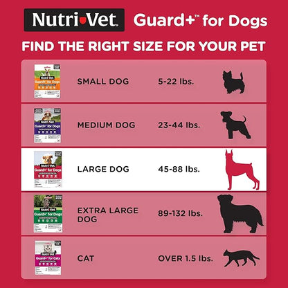 Nutri-Vet Guard+ for Dogs - Flea & Tick Prevention Treatment for Dogs 45-88 lbs. - Waterproof Topical- 90 Days of Protection - 3 Monthly Doses