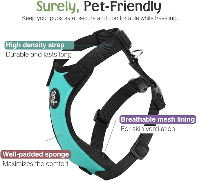 VavoPaw Dog Seat Belt, Safety Vest Dog Car Harness with Adjustable Buckle Dog Seat-Belt for Vehicle Nylon Pet Safety Seats Belts Heavy Duty(XL, Blue)