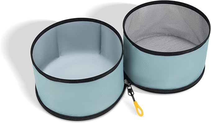 OllyDog Superbowl | Collapsible Dog Travel Bowl | 2 Compartment Food & Water | Foldable| Portable Dog Bowl | Hiking, Camping (St. Lucia)