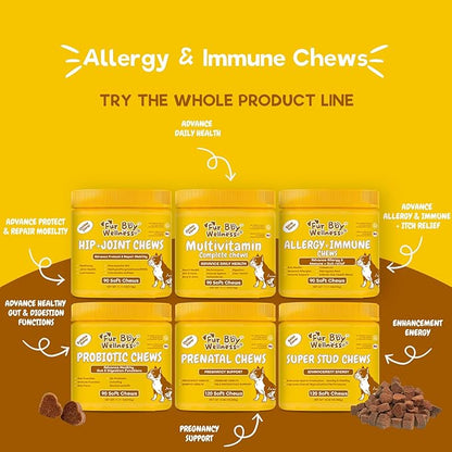 Allergy & Immune Support for Dogs Anti-Itch - Provide Seasonal Allergy Relief, Dog Probiotics for Itchy Skin, Ears, Eyes, and Stops Paw Licking - 90 Soft Chews