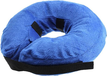 Inflatable Dog Neck Collar PVC Soft Warm Comfortable Protective Recovery Cone for Post Surgery Skin Itching Pets (Blue)