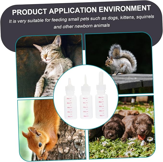 SUPVOX 3Pcs Small PET Nursing Bottles Portable Milk Bottle for Rabbits Puppies Kittens Scale Nurser Feeding Set