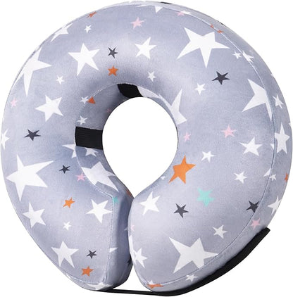 Recovery Donut Collar for Dogs & Cat,Inflatable Dog Cone Collar Alternative After Surgery,Soft Cone for Large Medium Small Dog,Adjustable Pet Neck Donut(Grey Star,Medium
