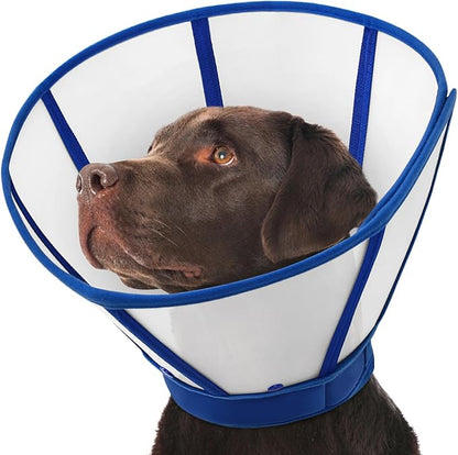 SUNFURA Dog Cones for Large Dogs, Soft Dog Cone to Stop Licking, Pet Recovery Cone XL After Surgery, Detachable Cone Alternative for Wound Healing, Blue X-Large