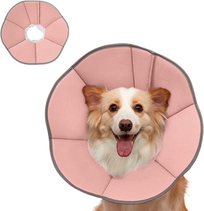 MAXFUT Dog Cone Collar,Soft Cone for Dogs to Stop Licking After Surgery,Non Inflatable Dog Donut Cone (Pink, XL)