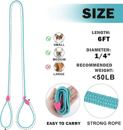 Slip Lead No Pull Dog Leash Slip Leads for Dogs Puppy Leash 6FT Slip Leash for Dogs Dog Lead with 6 Colors Strong Nylon Dog Training Leash Dog Leash (Green)
