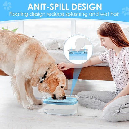 AONKEY 3L Dog Water Bowl No Spill, 101oz Large Spill Proof Dog Bowl Reduce Refill, Anti Splash No Mess Dispenser Dripless Slow Drinking Water Bowl for Sloppy Messy Drinkers (Sky Blue)