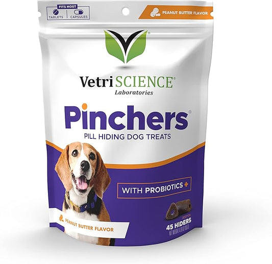 VETRISCIENCE Extra Large Pinchers Pill Hiders Chews, Non-Greasy Pill Wrap with Probiotics for Dogs, Disguise Pills, Capsules and Tablets, Soft and Chewy, Gut and Immune Health, Peanut Butter, 2 Pack