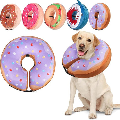 BEAUTYZOO Dog Cone Alternative After Surgery for Large Medium Small Dogs, Soft Inflatable Cone Collar for Dogs Cats, Pet Neck Donut E Collar Dog Recovery Collars to Stop Licking, Purple Donut, S