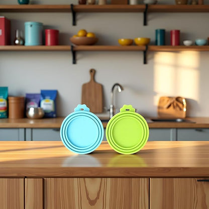 Jowxsx 2 Pcs Multicolored Pet Food Can Cover Silicone Can Lids for Dog and Cat Food Universal Size Feeding and Watering Supplies