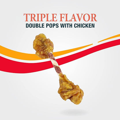 Good 'n' Fun Triple Flavor Double Pops with Chicken, Gourmet Dog Snacks, 5.5 Ounces