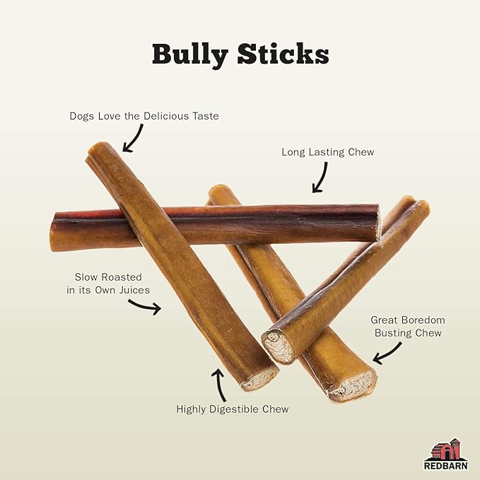 Redbarn Pet Products 7" Bully Sticks for Dogs 6-Count, Pack of 15