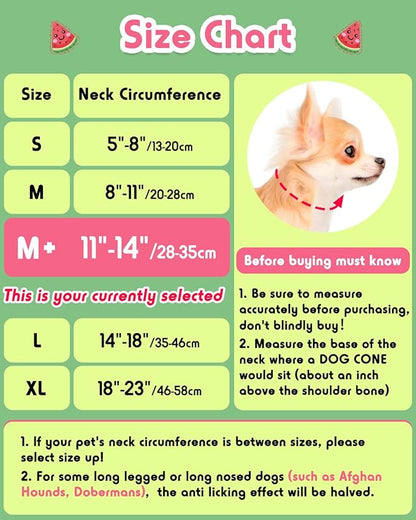 Inflatable Dog Pillow Cone Collar After Surgery, Donut Soft Neck Cone for Beagle French Bulldog Medium Plus Dogs, etc, Recovery E Collar to Stop Licking Watermelon