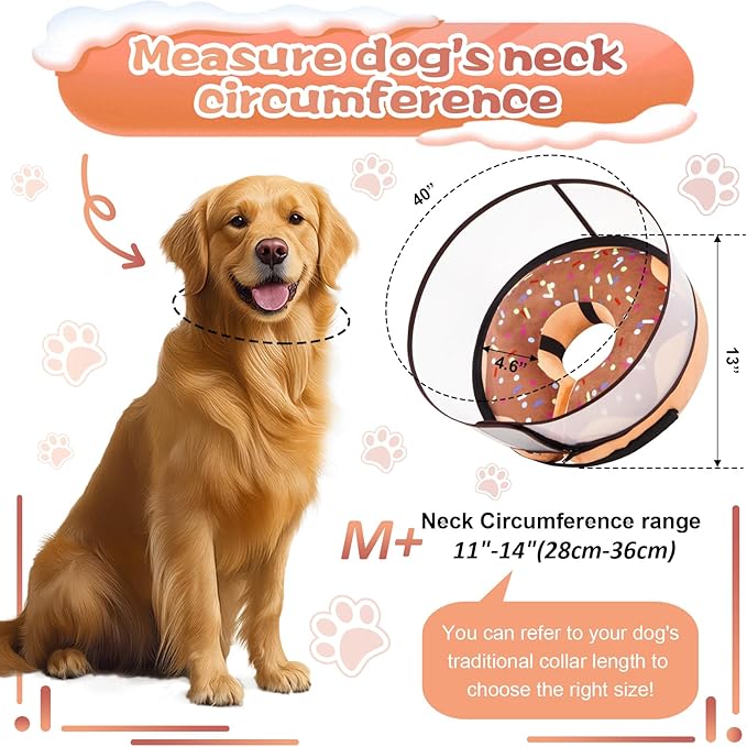 Inflatable Dog Cone Collar with Detachable Enhanced Anti-Licking Shield, Soft Neck Donut Collar for Dogs After Surgery, Adjustable Dog Cone Alternative for Large Medium Small Dogs & Cats