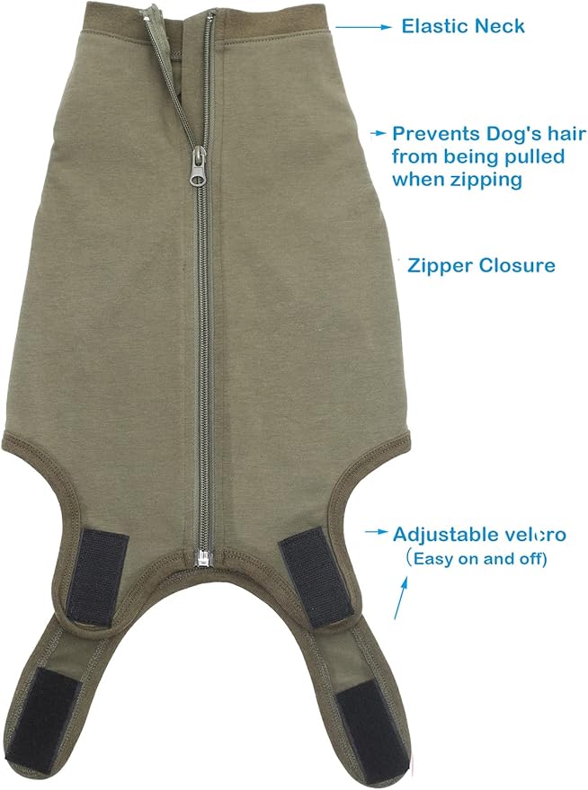 Dog Surgery Recovery Suit - After Spay, Abdominal Wounds Post Surgical Recovery, Anti Licking Breathable Dog Onesies for Small, Medium & Large Pet, Alternative Bandages Cone E-Collar