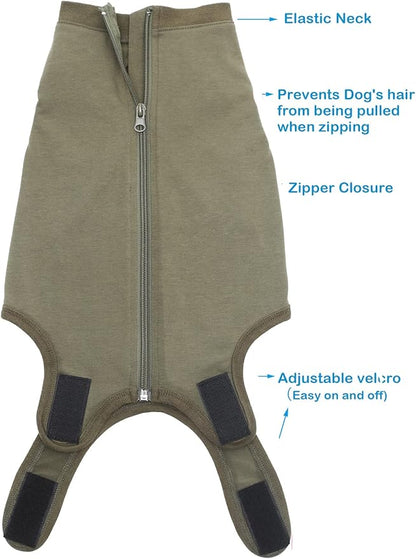 Dog Surgery Recovery Suit - After Spay, Abdominal Wounds Post Surgical Recovery, Anti Licking Breathable Dog Onesies for Small, Medium & Large Pet, Alternative Bandages Cone E-Collar
