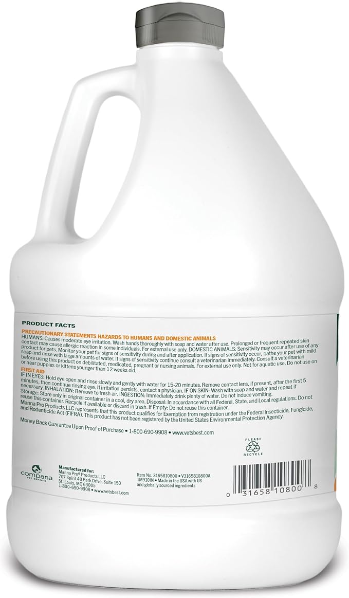 Vet’s Best Flea and Tick Home Spray – Plant-Based Flea and Tick Treatment for Dogs and Indoor Use – Natural Essential Oil Spray for Flea Control in the Home – Made in USA – 96 oz Refill