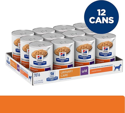 Hill's Prescription Diet u/d Urinary Care Wet Dog Food, Chicken, 13 oz. Cans, 12-Pack