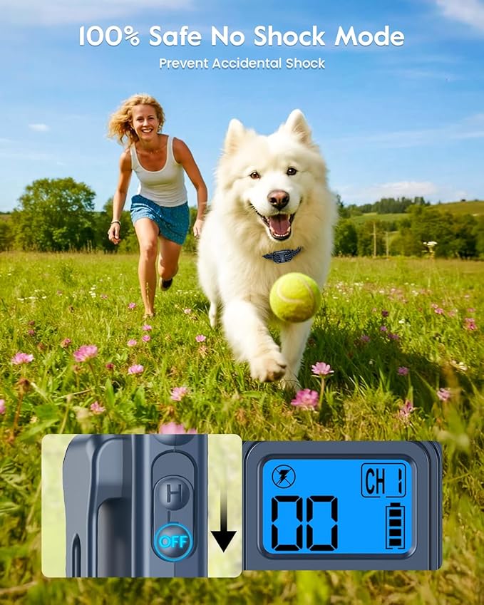 SLOPEHILL Dog Training Collar with Remote, 4200FT Electronic Dog Shock Collar with Beep, Vibration, Shock, Flash Light and No Shock Mode, Electric Shock Collar for Small Medium Large Dogs,Dark Blue