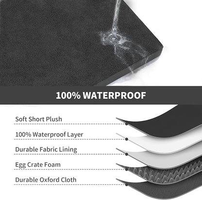 Plush Orthopedic Dog Bed for Medium Dogs & Puppies, Waterproof Dog Beds 29x18 Inch with Removable Washable Cover, Egg Crate Foam Flat Pet Mat, Black