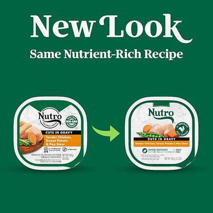 Nutro Adult Wet Dog Food, Natural Grain Free Dog Food Wet Cuts in Tender Chicken, Sweet Potato & Pea Stew Recipe, 3.5 oz. Trays (Pack of 24)