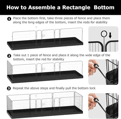 PJYuCien Rectangle Dog Playpen Bottom -Stabilize the Dog Play Pen, Fits 8 Panels 32" Width Dog Playpen -32"x96" Assembly Size 600D Oxford Cloth Waterproof Playpen Bottom (Only Bottom Pad, No Playpen