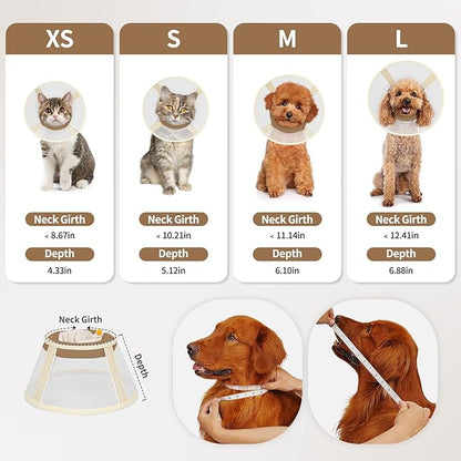 Soft Dog Cone Collar to Stop Licking-Adjustable Comfortable Mesh Recovery Collars After Surgery for Small or Miniature Dog, Alternative to Plastic Elizabethan Collar for Neuter Incision Care (Brown,L)