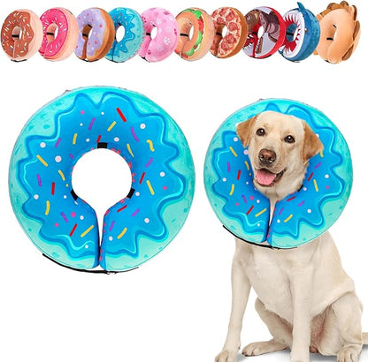BEAUTYZOO Dog Cone Alternative After Surgery for Large Medium Small Dogs, Soft Inflatable Cone Collar for Dogs Cats, Pet Neck Donut E Collar Dog Recovery Collars to Stop Licking, Blue Donut, L