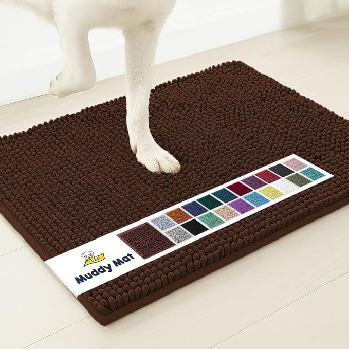 Muddy Mat® | Super Absorbent Door Mat Indoor, Microfiber Quick Dry Chenille Entryway Rug, Non-Slip Front Door Mat, Indoor Mats for Entryway, Machine Washable Pet Rug, Brown XXL 60"X48"