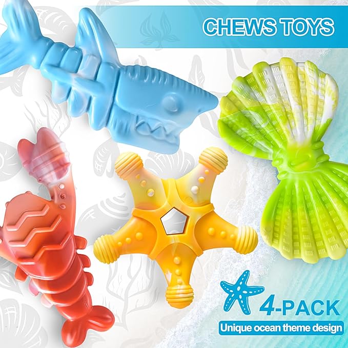 PETSTA Dog Chew Toys for Aggressive Chewers, Durable Dog Toys for Large Dogs, Heavy Duty Dog Toys/Large Dog Toys/Indestructible Dog Toys, Tough Dog Toys for Medium/Large Dogs Breed (New 4 Pack)