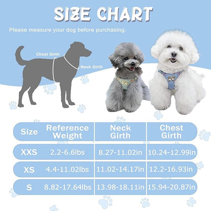 No Pull Dog Harness and Leash Set for Small Sized Dog Training; Puppy Harnesses with Multifunction Dog Leash, Soft Adjustable Denim No Choke Escape Proof Pet Harness for Small and Medium Dog (Blue XS)