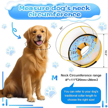 CNEO Inflatable Dog Cone Collar with Detachable Enhanced Anti-Licking Shield, Soft Neck Donut Collar for Dogs After Surgery, Adjustable Dog Cone Alternative for Large Medium Small Dogs & Cats