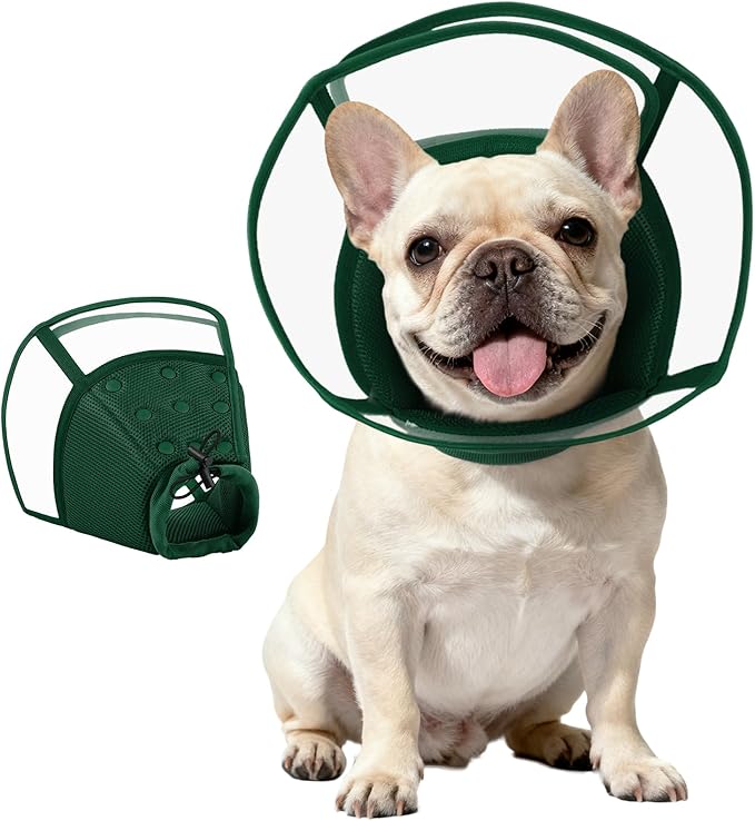 Kuoser Medium Dog Cone Collar After Surgery, Soft Cone for Dogs to Stop Licking, Breathable Pet Recovery Collar Comfy Elizabethan Collars, Adjustable Protective Dog Cones for Medium Dogs, Green M
