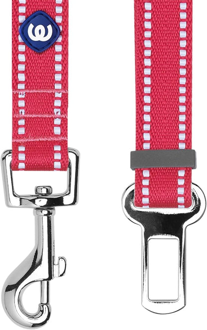 Blueberry Pet Essentials Pastel Color Reflective Dog Seat Belt Tether, Very Berry, Durable Safety Car Vehicle Seatbelts Leads Use with Harness