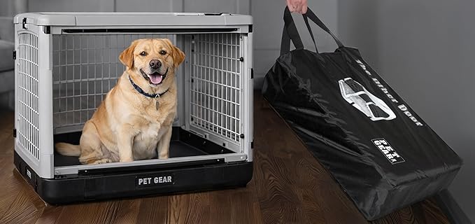 Pet Gear “The Other Door” 4 Door Steel Crate for Dogs/Cats with Removable Tray, Sea Salt, 36 Inch