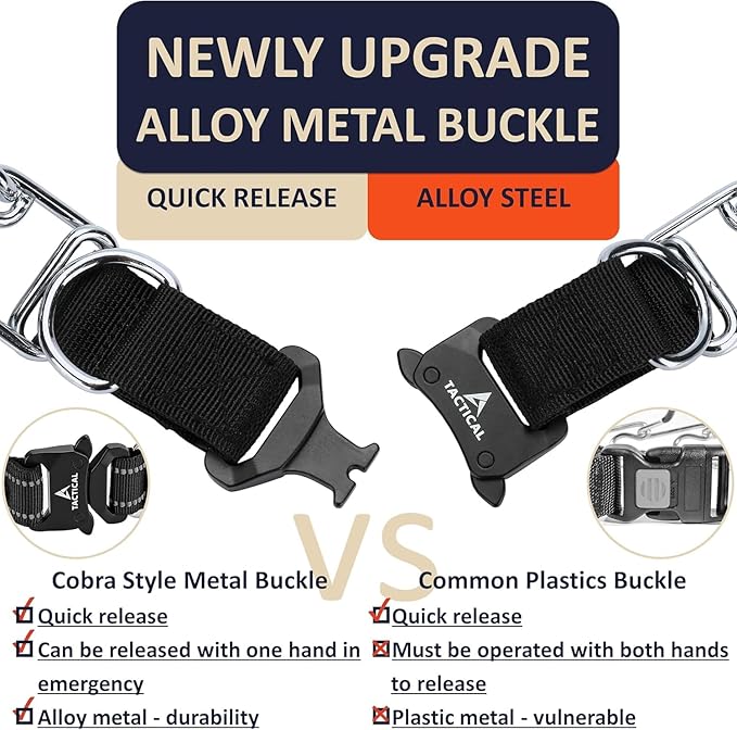DEYACE Quick Release Dog Training Collar Adjustable Stainless Steel Collar for Small Medium Large Dog (Black, S Neck Girth 11.2"-14.5")