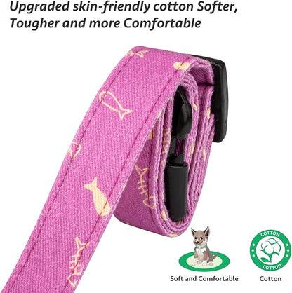 Cotton Handmade Dog Collar Cute and Distinctive Patterns Purple Fish with Pendant for Girl Boy Dogs Collars M
