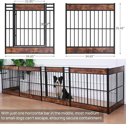 Dog Playpen, 35.4" Height Dog Pen Indoor, Heavy Duty, Safe and Sturdy, Furniture Style Puppy Pen (12 Panels (35.4" High), Rustic Brown)