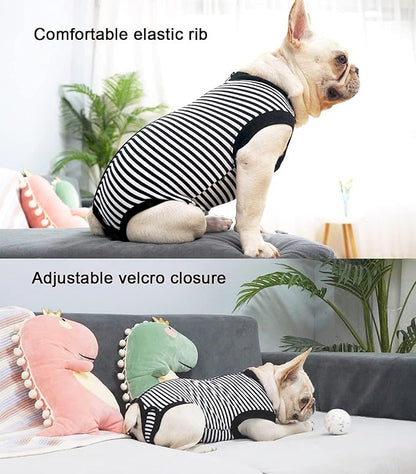 Dogs Cats Recovery Suit After Surgery Professional Pet Recovery Shirts Dog Abdominal Wounds Bandages Black-White M