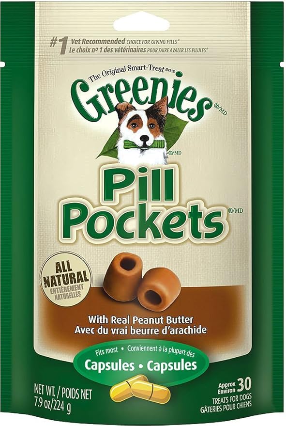 Greenies Pill Pockets for Dogs Large Size, Dog Treat Pouch for Capsule Medication, Peanut Butter Flavor, 7.9 oz. Pouch