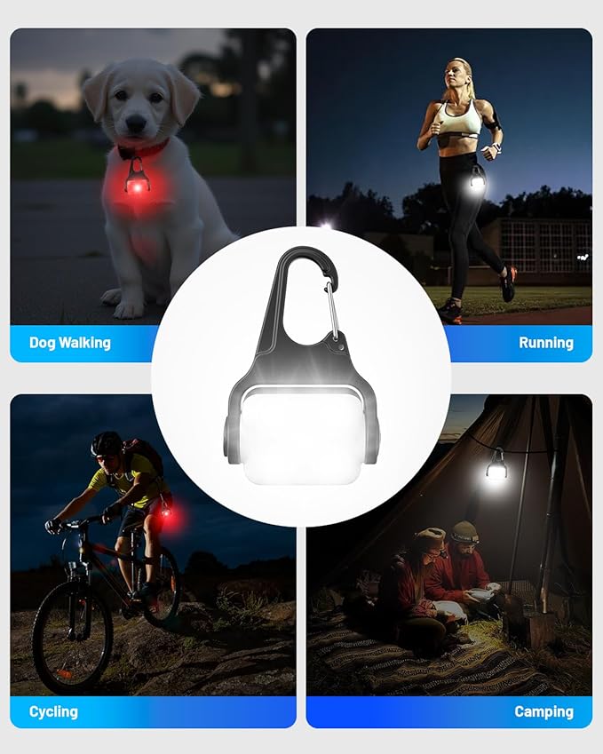 BLBS Rechargeable Dog Collar Light -3 Modes Dog Light, IP65 Waterproof Dog Walking Light, 50LM Dog Lights for Night Walking, Running, Camping, Climbing, Bike, 2 Pack