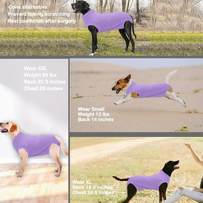 Recovery Suit for Dogs,Dog Cone Alternative Zipper Surgery Suit Female Spay,Soft Dog Surgery Suit for Anti Licking,Breathable Surgical Suit for Dogs Female Spay