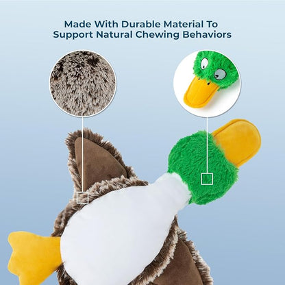 Best Pet Supplies Interactive Squeaky Dog Chew Toy, Ideal Dog Toys for Chewers, Small, Medium & Large Dogs, and Fetch Lovers - Mallard Duck (Gray), Large