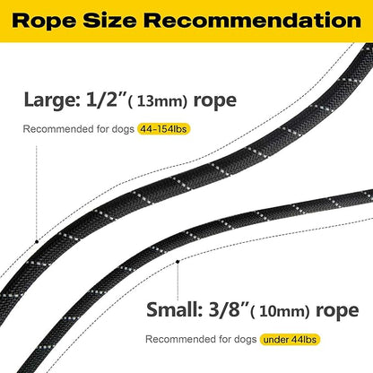Fida Slip Leads for Dogs, 4 FT x 1/2" Dog Leash Heavy Duty Comfortable Strong Rope Lead for Large, Medium Dogs, No Pull Pet Training Leash with Highly Reflective, Black
