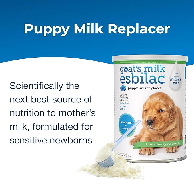 Pet-Ag Goat’s Milk Esbilac Powder - 12 oz, Pack of 3 - Powdered Puppy Formula with Prebiotics, Probiotics & Vitamins for Puppies Newborn to Six Weeks Old - For Sensitive Digestive Systems