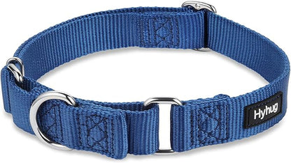 Hyhug Martingale Dog Collar Medium Blue |Escape - Proof Heavy Duty Nylon Durable No Slip, Ideal for Training & Daily Walks