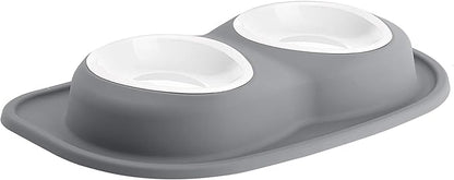 WeatherTech Double Low Pet Feeding System w/Plastic Dog/Cat Bowls - 32 oz (4 Cups) Dark Grey (PDL3203DG)
