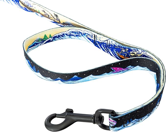 Wolfgang Heavy Duty Dog Leash, Pull-Tested for Walking & Training, MountainWave Print, Dual Handle Large