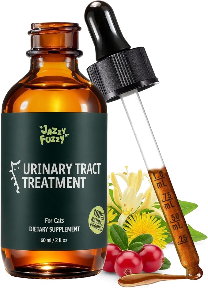 Feline Urinary Tract Health, Cat UTI Remedy, Cranberry & Natural Herbal Cat Supplement for Urinary and Kidney Health, Promotes Immunity, Chicken Flavor, 60ml/2fl.oz