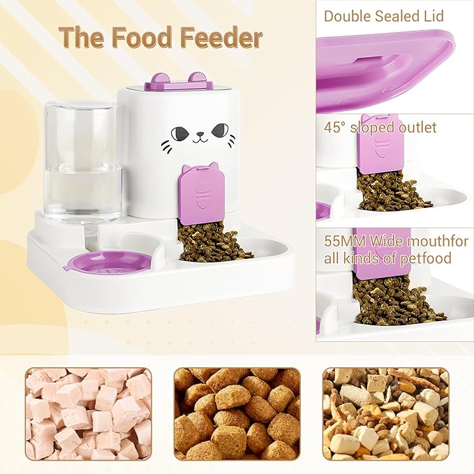 2-in-1 Gravity Pet Feeder & Water Dispenser for Cats Dogs - Large Capacity Cat Food Station with Water Bowl, Travel-Friendly (red)